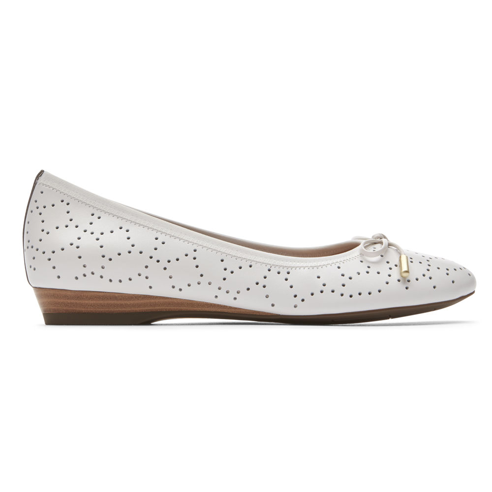 Rockport Flats Sko Dame Hvite - Total Motion Shea Perforated Bow - MKZP18354